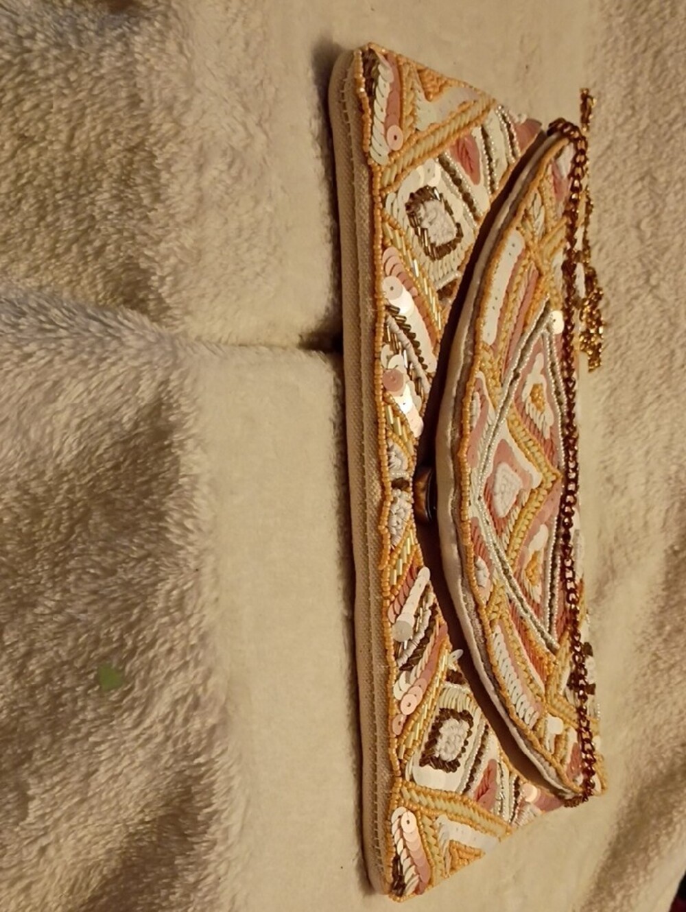 Jane Marie Glitz And Glam Embellished Sequin Envelope Clutch Pink & Gold. **** View 4